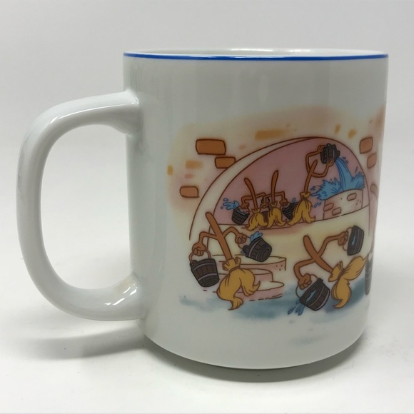 Vintage Disneyland Walt Disney World Mickey Mouse Fantasia Mug Blue Rim - Picture 4 of 7